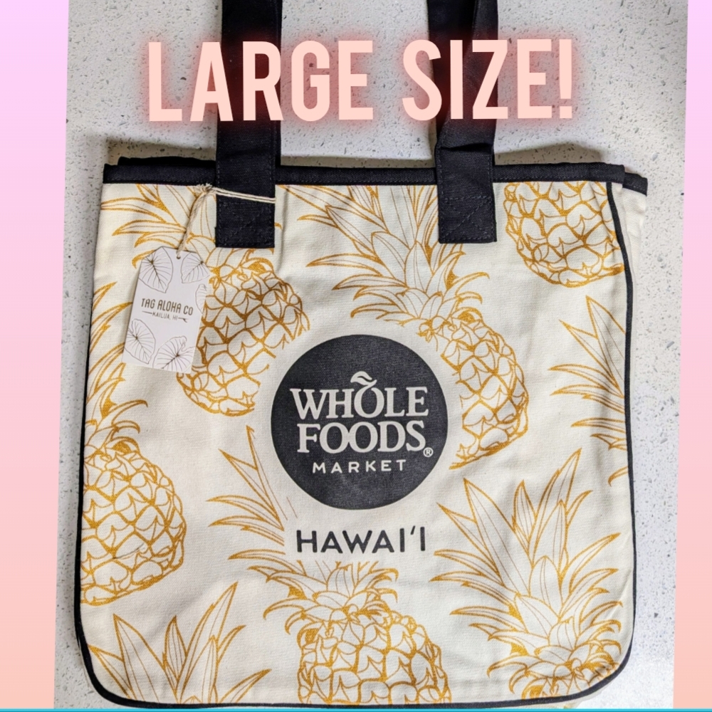 Whole Foods Large Golden Pineapple Rope Tote Bag Hawaii Exclusive